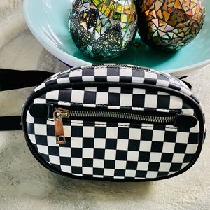 Black White Checkered Waist Bag